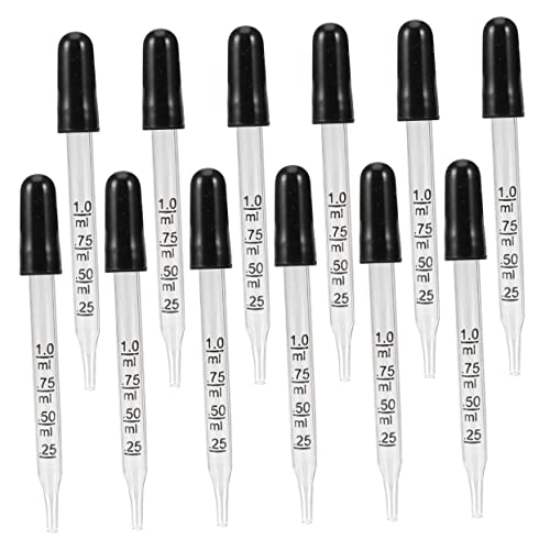 KICHOUSE 12pcs Glass Pipette Laboratories Dropper Liquid Droppers Calibrated Dropper Curved Pipette Pipettes Dropper Dropping Pipettes Empty Dropper Curved Dropper Curved Head Dropper Black