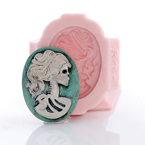 Lolita Skull Cameo Silicone Mold Food Safe Fondant, Chocolate, Candy, Resin, Polymer Clay, Jewelry, Craft Mold #TOP3