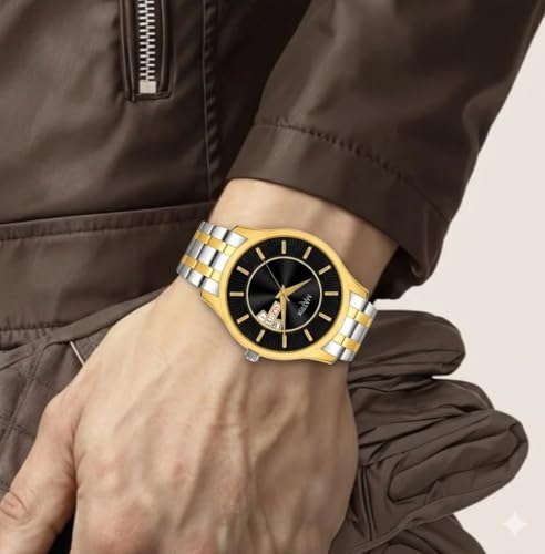 Image of Matrix Luxury Style Men's Analog Watch | Two Tone Chain Strap Watch with Day Date Feature | for Men & Boys