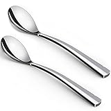 Coffee Spoons,2-Piece GLAMFIELDS Teaspoons with a Long Handle, 6'Demitasse Espresso Spoons Set Food Grade Stainless Steel Small Serving Spoons for Dessert
