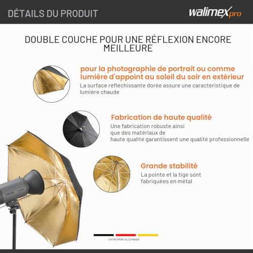 Walimex Parapluie Réflecteur or 2 Couches 109cm - vue 4