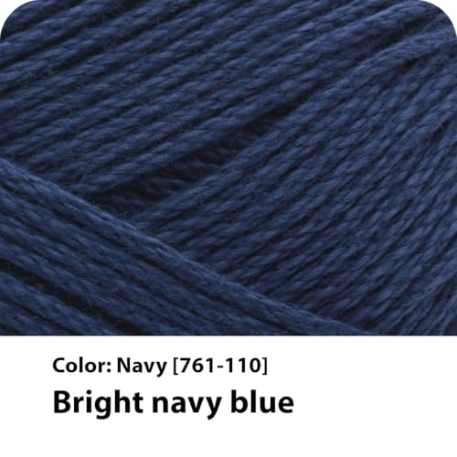 Image of Lion Brand Yarn (1 Skein) 24 /7 Cotton Yarn, Navy | Light Worsted 100% Mercerized Cotton Yarn for Crochet, Knitting, Craft, 185 Yards of Natural Fiber for Tees, Bags, Dishcloths