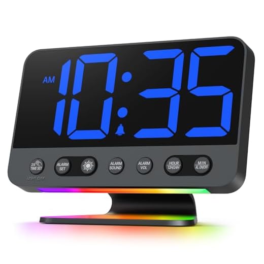 Digital Alarm Clocks for Bedrooms: Large Bold Number 5 Brightness Dimmer - Easy to Read Across The Room - 5 Alarm Sound 8 Night Light - Black