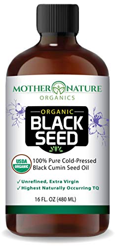 Mother Nature Organics Black Cumin Seed Oil 16 oz, Glass Bottle - Extra Virgin, Cold Pressed, Undiluted - Source of Omega 3 6 9 - Nigella Sativa - for Immune Support, Joints, Digestion, Hair & Skin