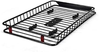 COSTWAY Expandable Roof Rack Basket, 116-162x99x15cm Steel Luggage Cargo Tray with 2 Reflectors, Universal Luggage Holder Rooftop Carrier for SUV Truck Cars, 113kg Capacity