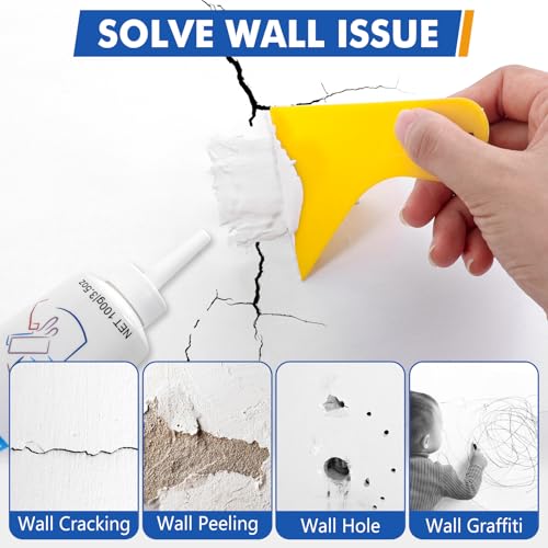 4 Pack Drywall Repair Kit, Wall Spackle Repair, Wall Mending Agent, Drywall Hole Fill Quick and Easy Solution, Wall Patch Repair Kit with Scraper and Sandpaper(4 x 100g)