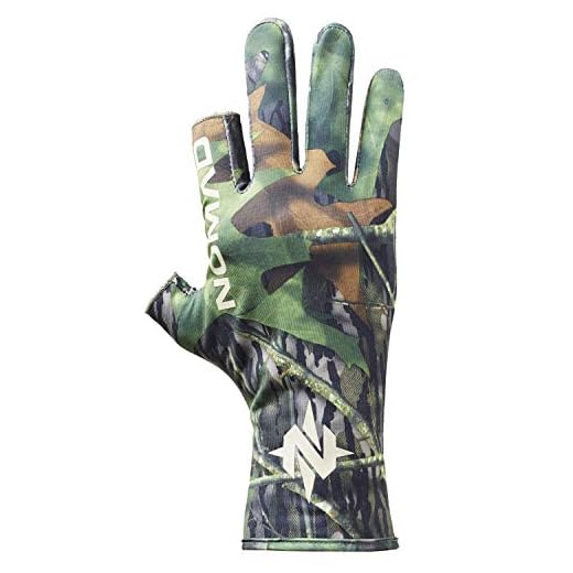 Nomad Mens Fingerless Turkey Glove | Camo Fingerless Hunting Glove, Mossy Oak Shadowleaf, Large-X-Large