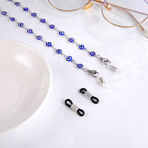 Likgreat Evil Eye Glasses Chains Turkey Blue Eye Eyeglasses Strap Mask Chains Holder Sunglasses Strap Lanyard For Women (Blue, Silver Tone) #TOP3