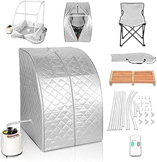 LIVINGbasics Portable Folding Steam Sauna Tent, Personal Sauna Tent for Relaxation, Fast Heating in 8 Min, 1050W&2L steam Generator