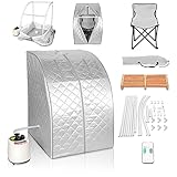 LIVINGbasics Portable Folding Steam Sauna Tent, Personal Sauna Tent for Relaxation, Fast Heating in 8 Min, 1050W&2L steam Generator