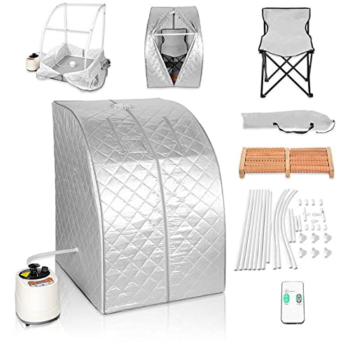 LIVINGbasics Portable Folding Steam Sauna Tent, Personal Sauna Tent for Relaxation, Fast Heating in 8 Min, 1050W&2L steam Generator