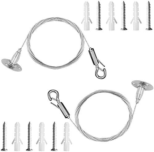 KINDPMA 2pezzi Filo in Acciaio Cavo Acciaio Inossidabile Acciaio Tiranti Cavo Intrecciato con Anello Vite Tubo di Espansione Cavetto Acciaio per Tende Tavole Sospese Insegne Luminose Lampade Fai da Te