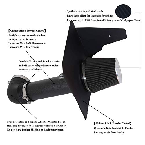 Cold Air Intake System Kit Fit For 2012-2015 Chevy Camaro 3.6L V6 (Black Tube & Black Filter) #TOP1