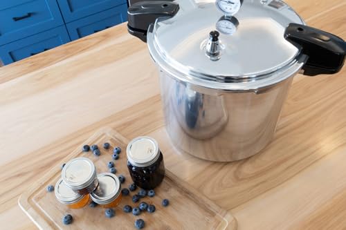 NESCO 16.9 QT MANUAL PRESSURE CANNER, PRESSURE COOKER WITH PRESSURE GUAGE, LOCKING LID, AND REMOVABLE BLOCKAGE GUARD