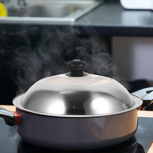 PRETYZOOM Thickened Stainless Steel Pot Lid with Transparent Vent for Overflow Prevention Round Frying Pan Cover for Kitchen Cooking Replacement for Skillets and Woks - Thumbnail 4