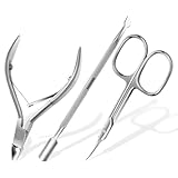 3 Piezas Kit Alicates Cuticulas Acero Inoxidable, Empujador de Cuticulas Para Cutículas y Herramienta de Cortador de Cutículas para Las Uñas de Dedos de Manos y Pies