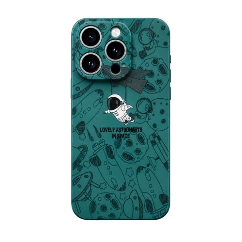 Image of Cosmic Silicone Astronaut Case for iPhone 12 Pro Max, Cute Soft Touch Designer Protective Cover, AstroShield Shockproof Defense with Matte Anti-Slip Grip | Lunar Mint