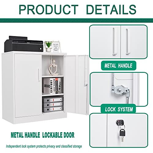 Letaya Metal Storage Cabinets With Lock, Small Locker Organizer Steel Cabinets, Adjustable Layers Shelves 2 Doors For Home, Office, Warehouse,Garage,Industrial,Employee Lockers (White-36) #TOP5