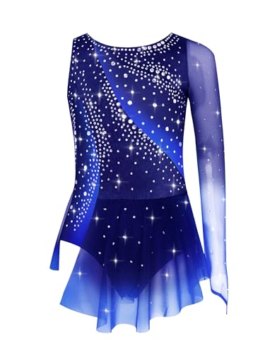 Justaucorps gymnastique fille avec strass et jupe asymétrique pour gala