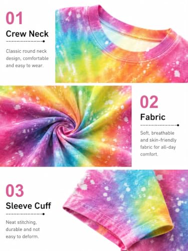 QIXYN Oversized 70s Outfits Tie Dye Shirt Women Vintage Hippie Clothes for Women Peace Love Crew Neck Casual Summer Tops — view 5