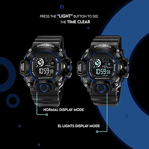 Image of Acnos Digital Sports Watch - Rugged Outdoor Multi-Function Countdown Timer & Alarm (WR30 Water-Resistant)