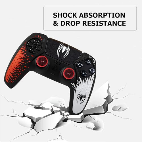 Image of DEADSKULL - Spidy Edition Protective Cover Case Compatible with PlayStation DualSense Anti-Slip PS5 Remote Skin, PS 5 Controller Accessories,Silicone Sleeves Set (Red & White)