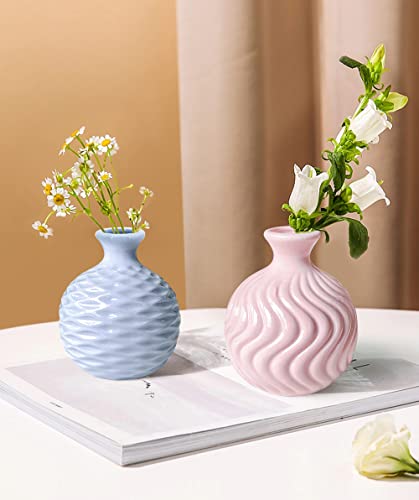 Gelive Ikebana Vase Bud Flower Arrangement Hydroponics Macaron Colorful Ceramic Decorative Vase (Pink) #TOP3