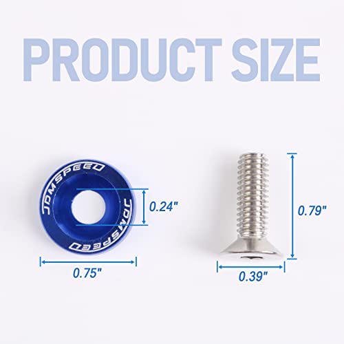 Image of JDMSPEED 20 Pcs Blue CNC Billet Aluminum Fender Washer Engine Bay Dress Up Kit