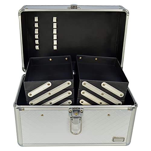 Maleta Maquiagem e Joias Frasqueira Luxo Prata CBRN19168