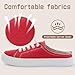 Women's Slip-on Canvas Mule Sneakers with Suede Memory Foam Insole - Backless Comfort Casual Shoes Red 09