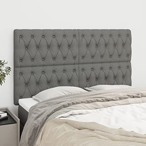 Xichuzi Cabeceros 4 Unidades, Cabeceros Cama, Cabeceros Moderno, Cabezales Cama, Muebles Habitacion, Cama Cabeza, Mueble Cabecero, Tela Gris Oscuro 72x5x78/88 cm