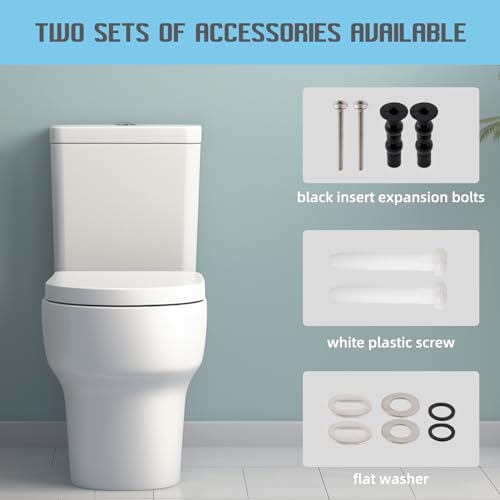 Image of SS114 Toilet Seat Replacement Compatible with TOTO, Elongated Soft Close | Toilet Seat for SS154 /SS204 /SS214 /SS224, Transitional Heavy Duty Oval Toilet Seats, 2-Pack Toilet Bolts and Nuts, White