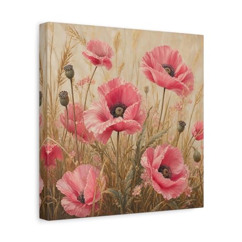 Toile canvas pavots roses peinture moderne sur châssis épais 3cm
