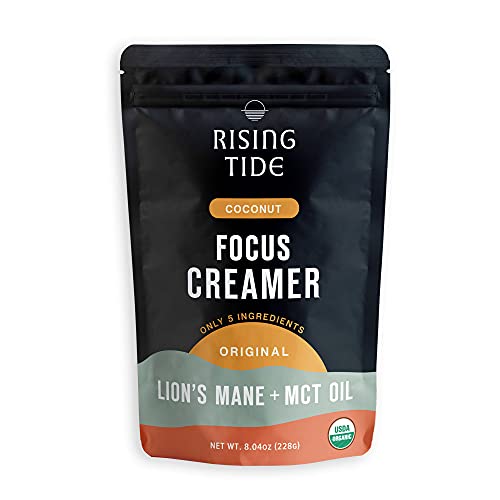 Rising Tide Focus Vegan Creamer, Organic Powdered Coffee Creamer with Lions Mane Mushroom & MCT Oil, Superfood Creamer, Non Dairy, Keto & Paleo Friendly, Original, 8.04 oz, 38 servings