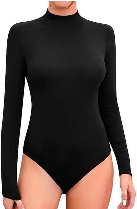 Womens Long Sleeve Turtleneck Stretch Leotard