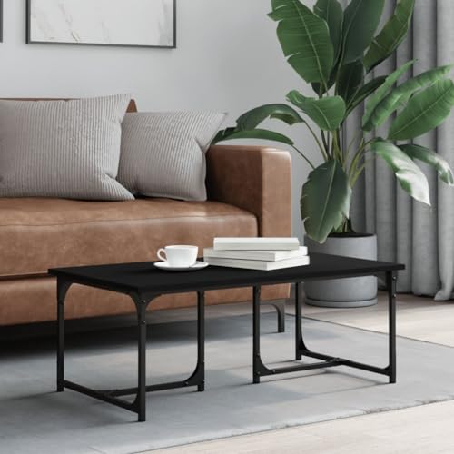 BOWEKAM Home & Garden - Mesa de centro negra de 90 x 50 x 35 cm, diseño de madera