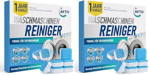 Aktiv 24x Waschmaschinenreiniger Tabs extra stark gegen Geruch & Kalk - Waschmaschinen Reiniger mit Formel für Tiefenreinigung - Waschmaschine Hygiene Reinigung 1 Jahres Vorrat (Pa
