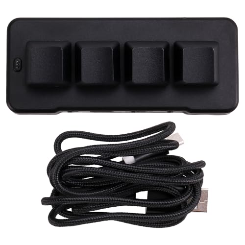Xnuiasqe MK424BT - Mini teclado personalizado de 4 teclas con interruptor azul mecánico Bluetooth + conexión USB para juegos de oficina multimedia A