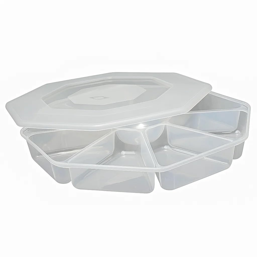 Nibble Trays with Compartments and Lid - 8 Cabinets Plastic Serving Tray Platter for Party Food and Snacks Reusable Buffet Serving Dish (1)