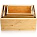 DEAYOU 3 Pack Bamboo Storage Bin, Bamboo Storage Box Crate, Natural Nesting Organizer, Stackable Cubby Basket Container Holder with Handle for Display, Book, Toy, Snack, Decor, Modular Open, 3 Sizes