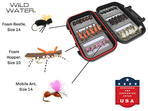 Wild Water Fly Fishing 36 Terrestrial Flies Assortment With Small Fly Box For Trout, Panfish, Crappie, Sunfish #TOP1