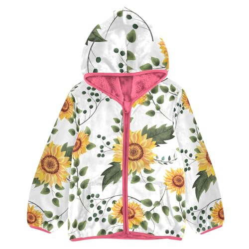 OTVEE Floral Spring Sunflowers Kids Hoodie Jacket Fall Spring Full Zip Warm Outwear Coat