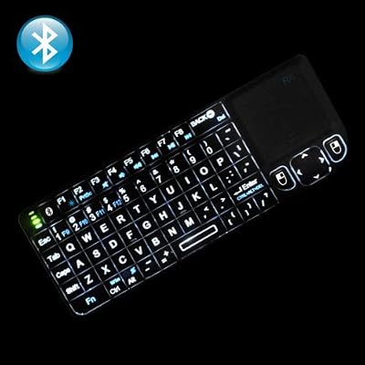 Rii Mini Bluetooth Keyboard with Touchpad,Built in Laser Pointer,Backlit Remote Control Portable Wireless Keyboard Mini for Smartphone/PC/Laptop/Tablets/Windows/Mac/Android/TV/Xbox/PS3. X1-BT