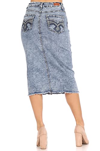 Fashion2Love Women's Juniors/Plus Size Middle - Length Stretch Denim Distressed Pencil Skirt (79036)3
