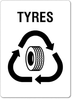 Waste – Tyres - Hygiene Sign Metal Sign 12 x 16 Inches – Clear Signage for Walls, Fences