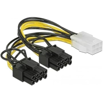 DELOCK Cabo de alimentação PCIe de 6 pinos -> 2 x PCIe de 8 pinos fêmea/macho 0,15 m