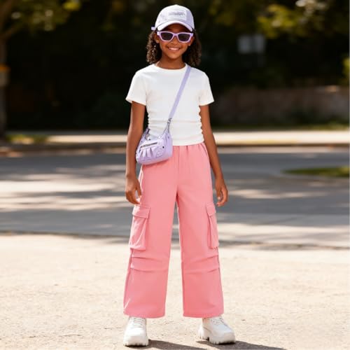 Image of Azmxynol Tween Girls Clothes 2 Piece Outfit T-Shirt Top + Cargo Pants, Teen Girl Trendy Clothing Set, Sizes 7-15 Years