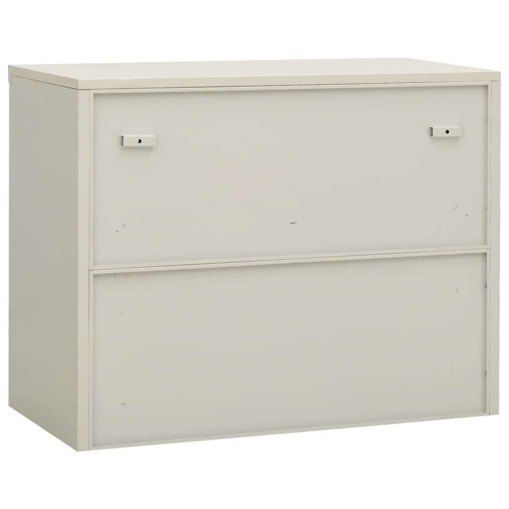 Büroschrank Hellgrau 90x40x70 cm aus robustem Stahl, abschließbar, mit gehärtetem Glas, ideal für Akten und Büroorganisation, praktisches Storage Cabinet