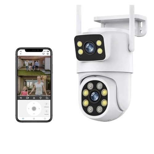 Cámara de seguridad exterior Cámara PTZ 4K de 8MP con doble lente, pantalla Dual Full HD, seguimiento automático humano Ai, cámara de videovigilancia de...