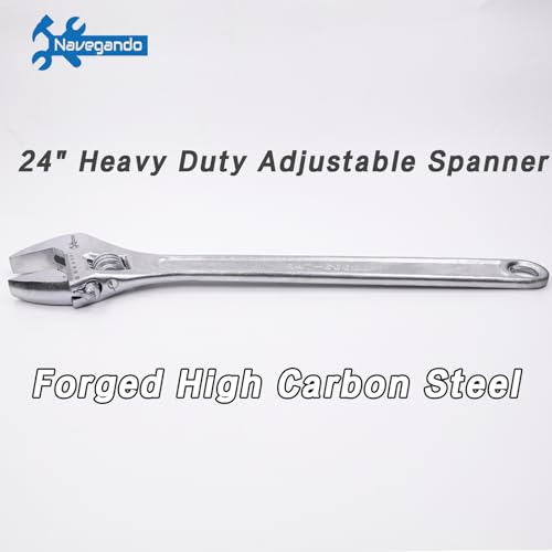 Image of Navegando 24 Inch Large Heavy Duty Adjustable Wrench, 2.36 Inch Big Jaw Opening, High Titanium Steel Forged Industrial Long Handle Wrench for Automotive, Construction, Farm Repair